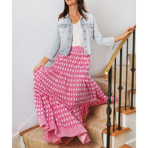 NWT Brooks Ave Tiered Maxi Skirt - Spice Market Pink - Picture 2 of 5